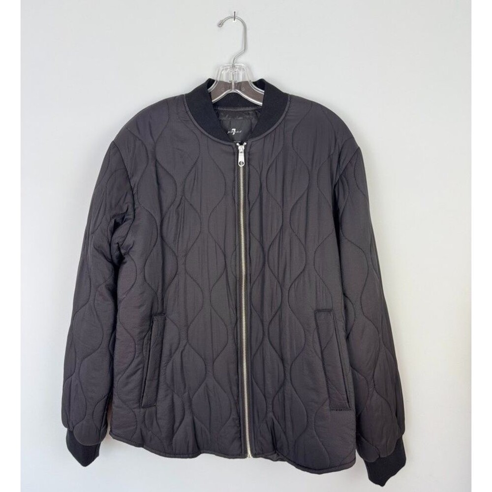 NWT  Seven for All Man Kind Mens Black Quilted Bomber Jacket M